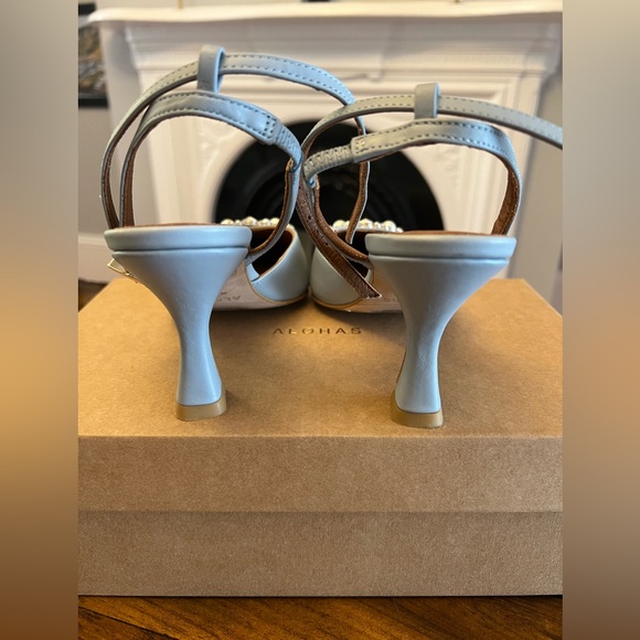 ALOHAS Cinderella Crystal Baby Blue Leather Pumps Heels Size 37 - Picture 8 of 14